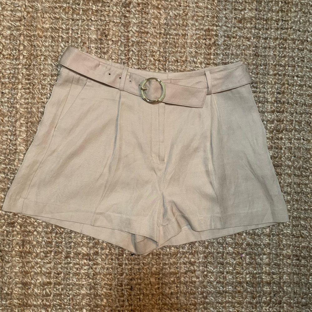 EXPRESS High-Waist Cream Belted Women's Shorts size 12
